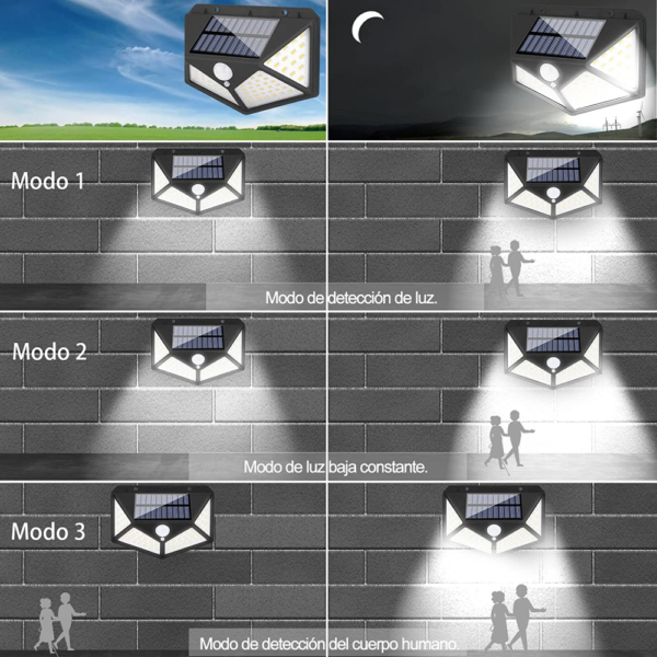 Lampara Solar Exterior 100 Luces Cl100 - Imagen 3